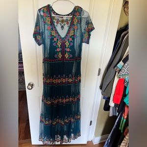 Sundance Catalog mesh embroidery maxi dress, XL